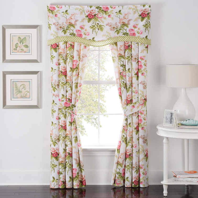 Waverly Emma's Garden Floral Room Darkening Rod Pocket Curtain Panels